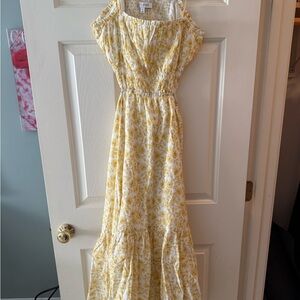 INTERMIX Yellow Floral Maxi Dress